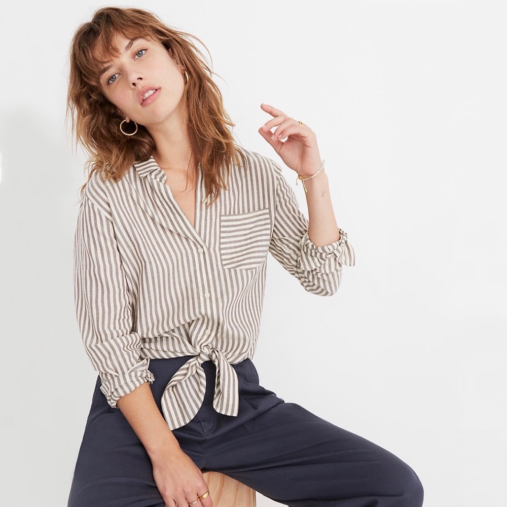 Madewell Tie-Front Shirt in Maitland Stripe